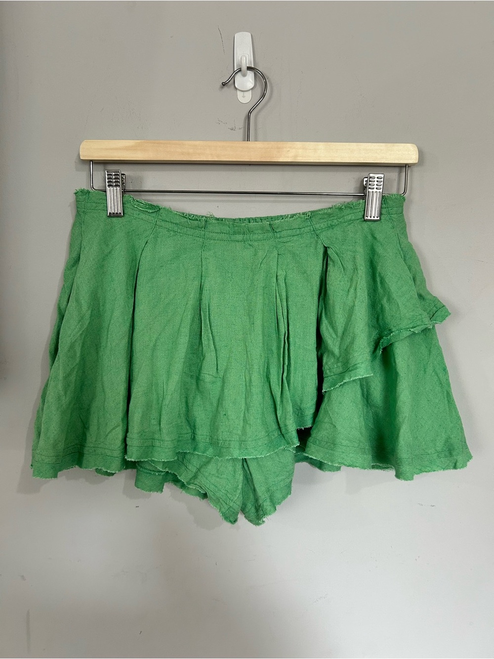 Free People Green Layered Ruffle Skort